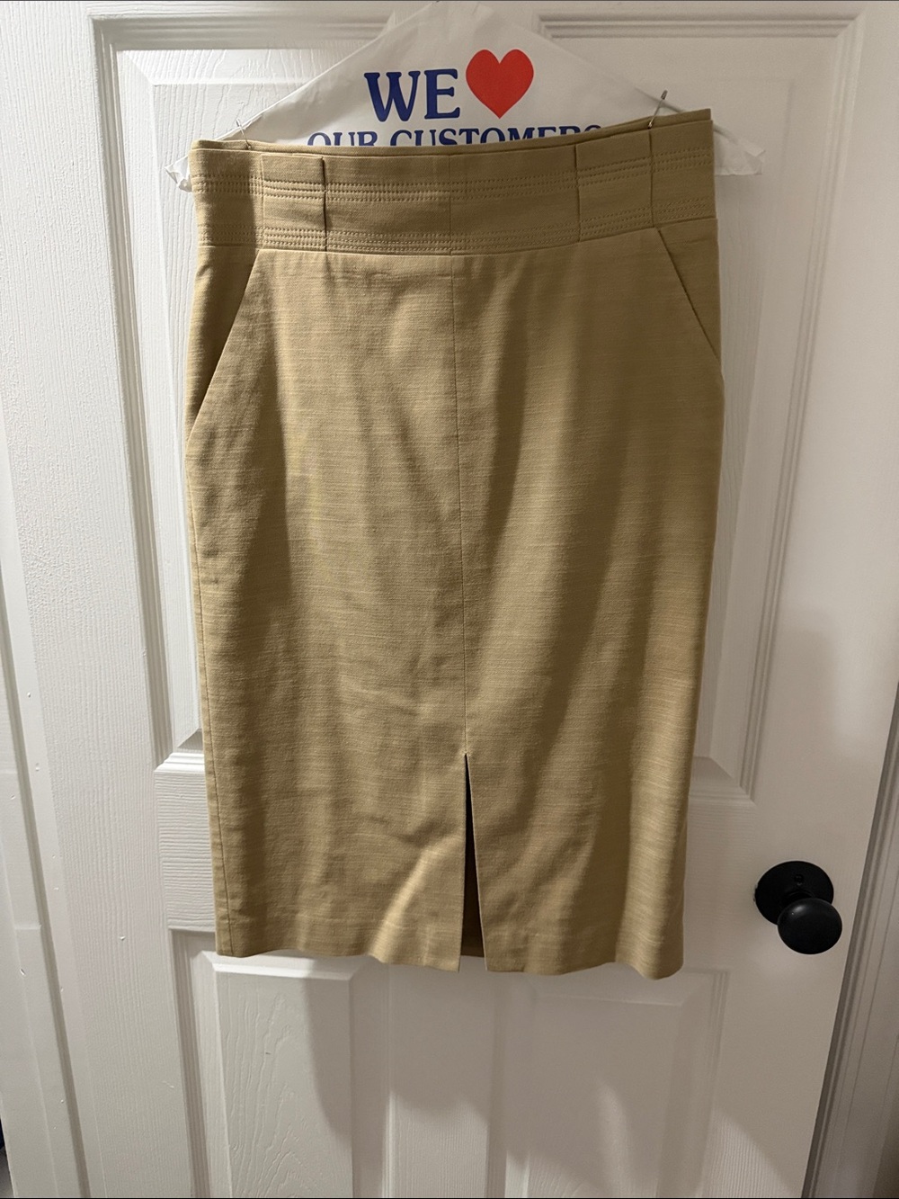 Ann Taylor Tan Pencil Skirt with Front Slit